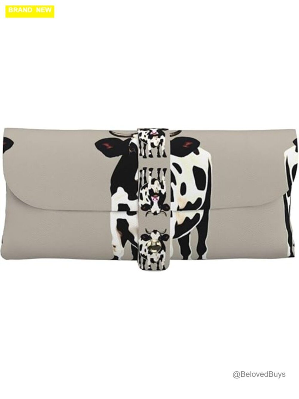 Cow Black Spot PU Leather Eyeglass Case Sunglasses Pouch